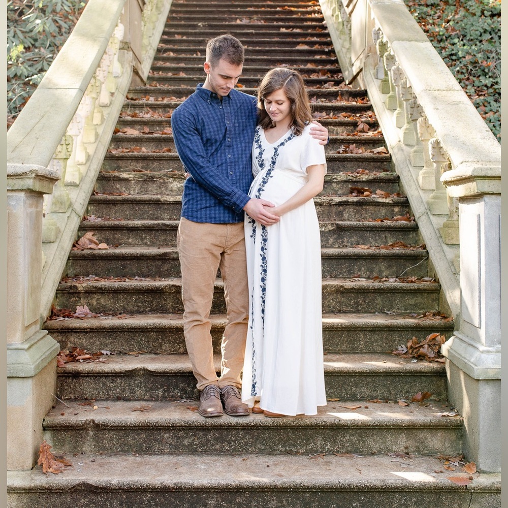 Ivory Embroidered Maternity Maxi Dress - Picture 2 of 2